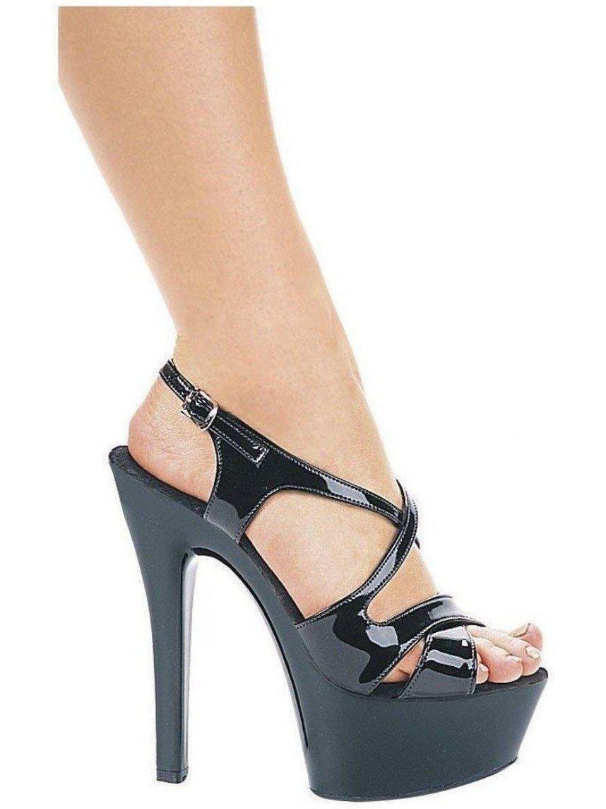 High heel shoes - Women's sizes 6-11 - Clear platform 6 inch stiletto heel  - Black patent sandal and straps | Enjoyables By JR